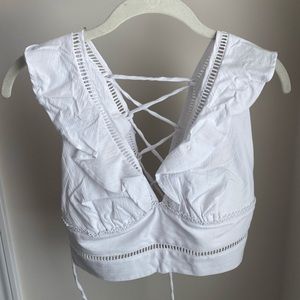 Free People white cropped blouse